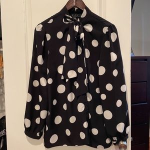 Polka dot bow neck blouse